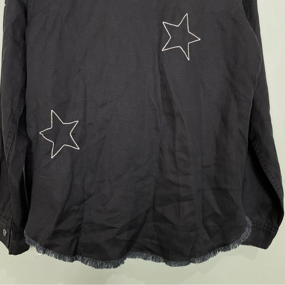 Rails Loren Black Embroidered Stars Black White Women’s Size Small Linen Blend - Picture 7 of 12